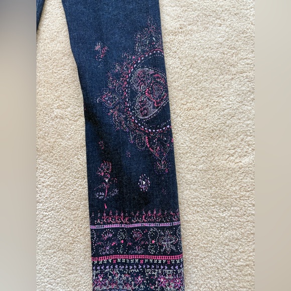 Vintage unbranded stretchy super skinny paisley leggings with zipper back, sz 24 - Picture 2 of 4